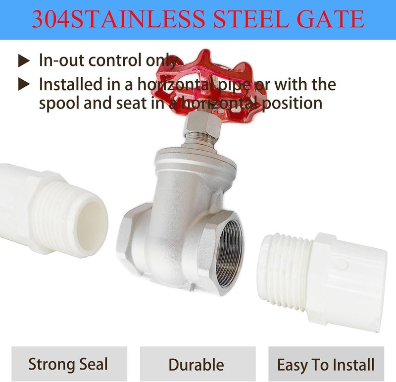GUXGUY 304 Stainless Steel Gate Valve DN32, 1-1/4" NPT Stainless Steel Female Threaded Rotary Globe Valve for Water Flow Switches, Fuel Water Vapor, Air Switches, Air Compressors and Sump Pumps, etc - Image 1